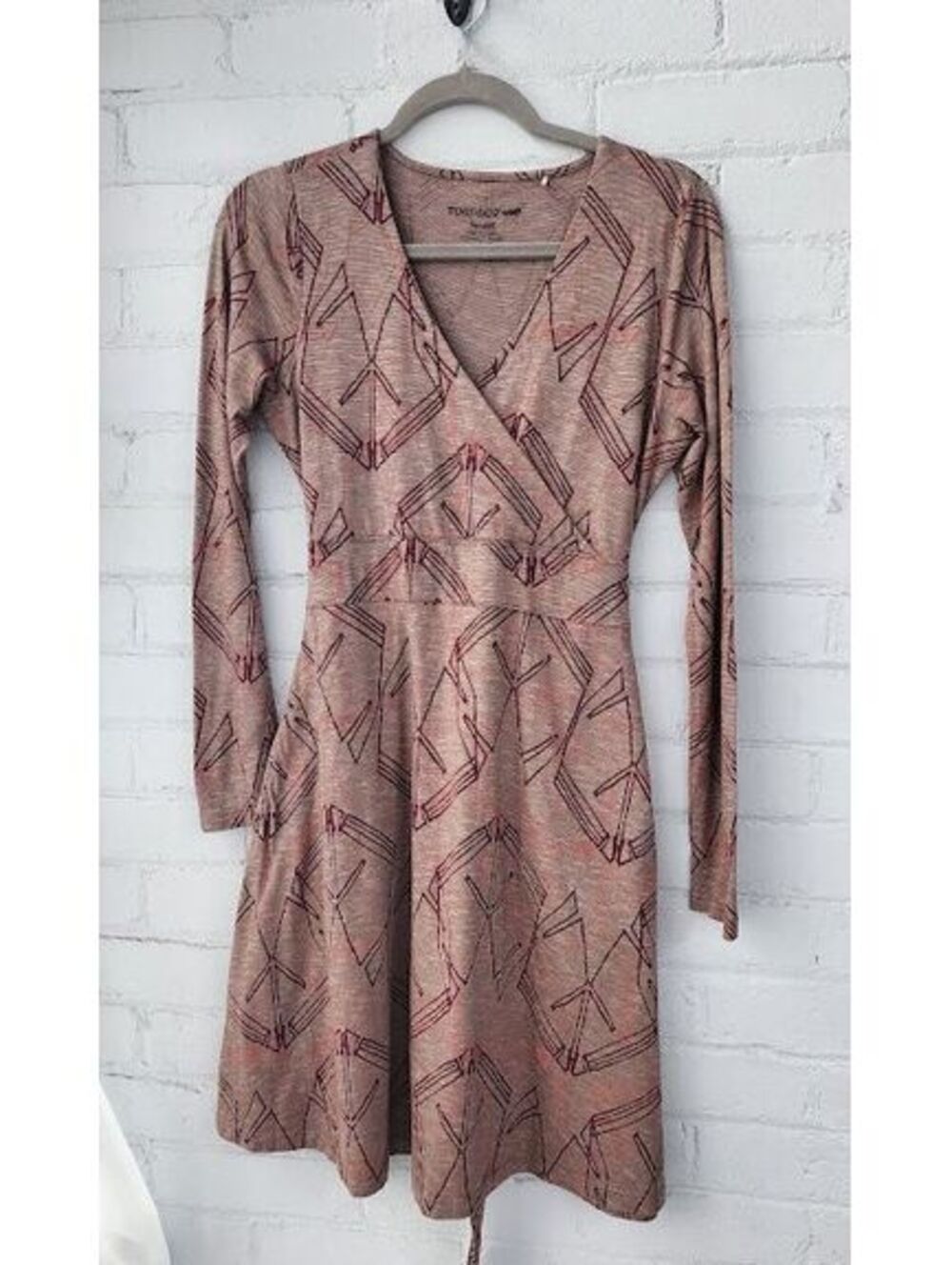 Toad&Co Small Wrap Dress Long Sleeve Tie Waist Pockets Organic Lyocell Boho